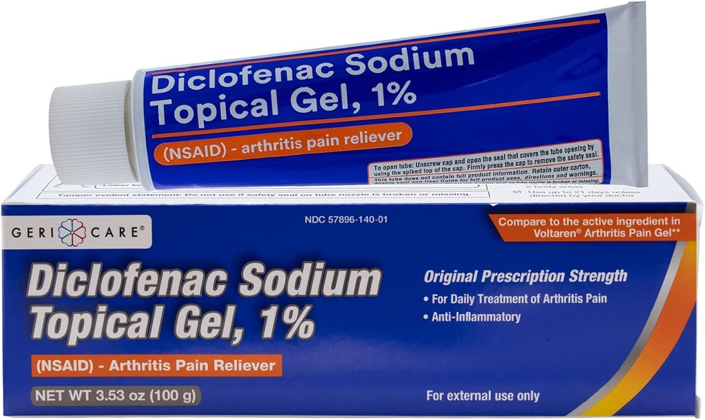 Aktuel arthritis Smerte Relief Gel Diclofenac Natrium 1% (NSAID) af GeriCare- Hand Wrist albue Foot Ankle Knee Ekstra styrke Arthritis Smerte Reliever- Antiinflammatorisk Arthritis Smerte Behandling - 3.53oz