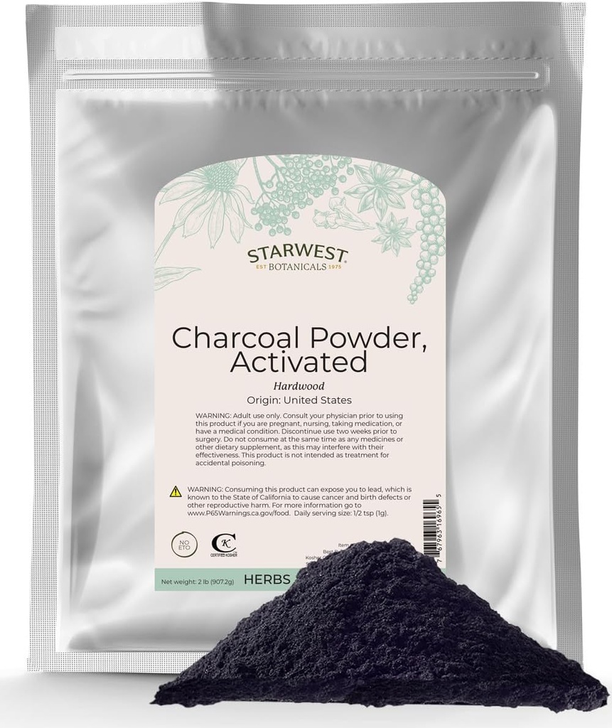Starwest Botanicals Aktiveret kul pulver, 2 Pounds