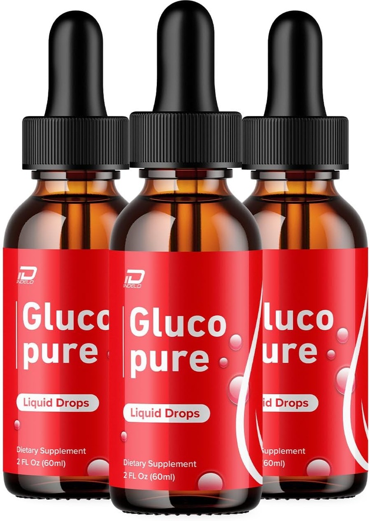 Gluco Pure Drops Sund Formel - Kosttilskud Drops - Ekstra styrke GlucoPure Liquid Drops, Gluco Pure Drops Anmeldelser (3 Pack - 3 Måned Supply)