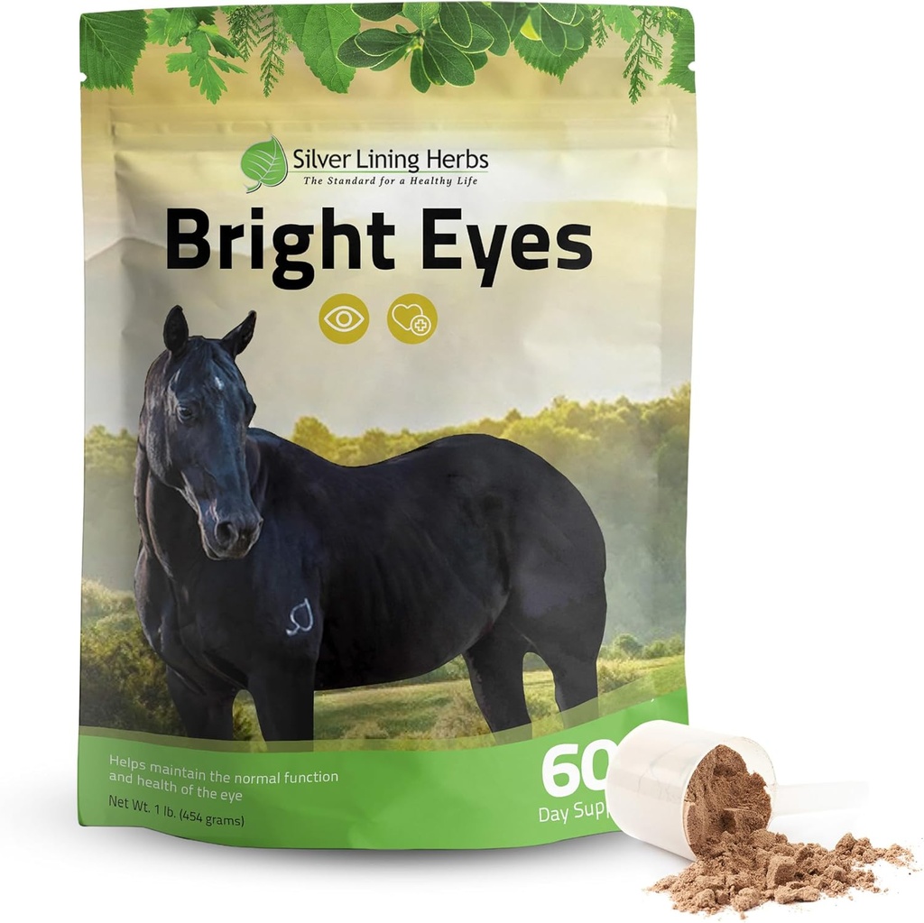 Sølv Lining Urter Bright øjne Vitaminer - Heste Øje Kosttilskud til støtte Capillary Sundhed, Great Vision, & Samlet Øje Sundhed - Plantbaserede Herbal Horse Kosttilskud - 1 LB 60- Day Supply