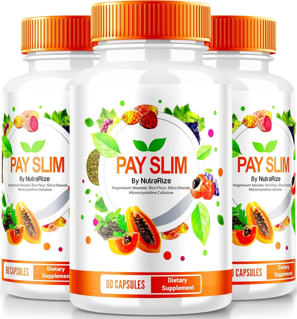 NutraRize (3 Pack) Pay Slim Kapsler, PaySlim All- Natural Supplement for Sund Vægttab, Premium Formel til at opnå Body og Fitness Mål, Officielle anmeldelser (180 Kapsler)
