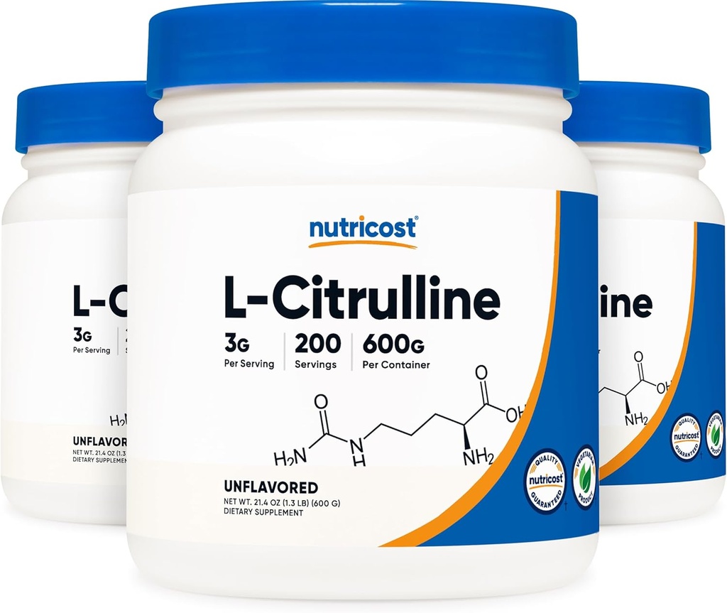 Nutricost Pure L- Citrullin (base) Pulver (600 Bedste) (3 flasker)