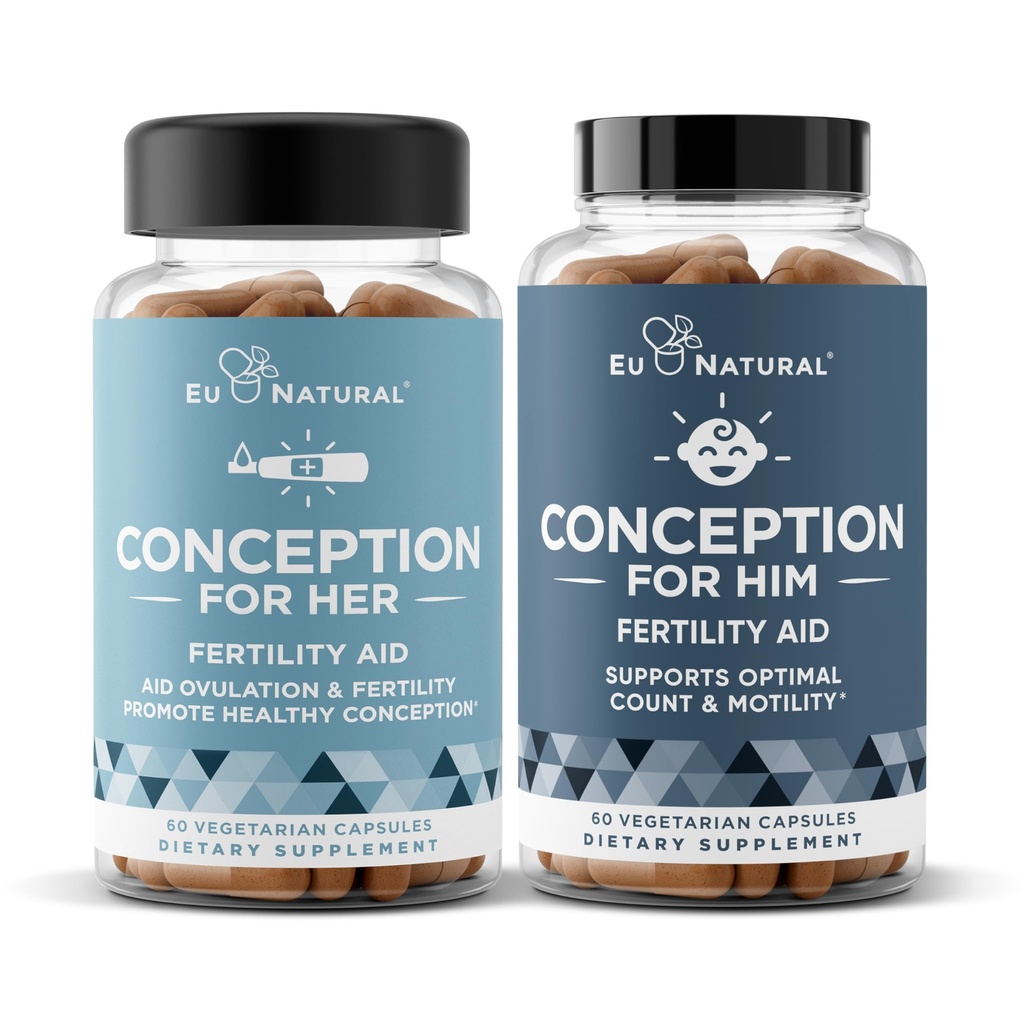 Konception Fertilitet for hendes & ham Bundle - Fertilitet Kosttilskud Combo for kvinder & mænd - Prenatale Vitaminer - Fremme Hormone Balance, Cycle Consistency, Aid Ovolution - 120 Greve