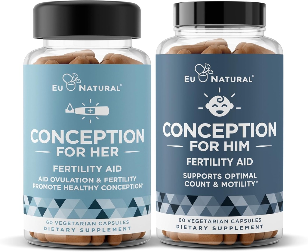 Konception Fertilitet for hendes & ham Bundle - Fertilitet Kosttilskud Combo for kvinder & mænd - Prenatale Vitaminer - Fremme Hormone Balance, Cycle Consistency, Aid Ovolution - 120 Greve