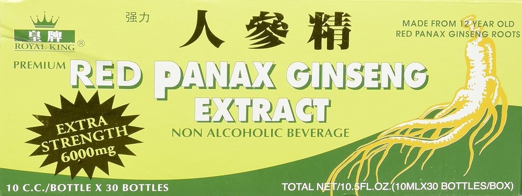 Royal King Red Panax Ginseng Extract 6000mg, 0,33 Fl Oz (pakke med 30)