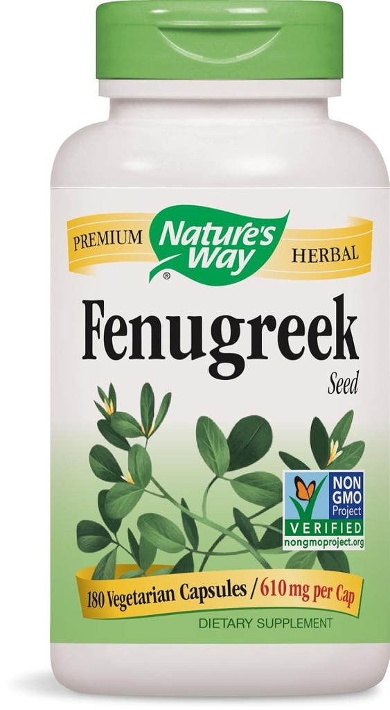 Natures Way Fenugreek Seed, 610 milligram per Cap, 180 vegetariske kapsler. Pakning med 4 flasker.