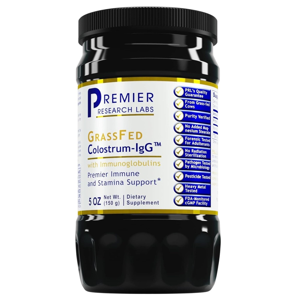 Premier Research Labs Colostrum- IgG Powder - Colostrum Supplement, Bovine Colostrum til mennesker, Cow Colostrum til immunsundhed, Superfood med Lactoferrin, Aminosyrer, Nukleotider - 5 oz (150 g)