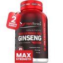 Herbtonics Koreansk Rød Panax Ginseng 1500mg - Energitillæg for Peak Performance, Focus & Vitality - Høj potens Ginseng Root Extract - 120 Veganske kapsler