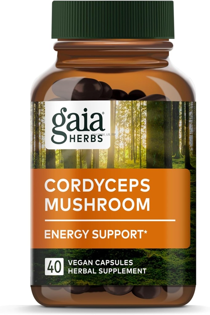 Gaia Urter Cordyceps Mushroom - Energitilskud til vedvarende energi, Endurance og Stamina - med Organic Cordyceps Mushroom - 40 Vegansk flydende Phyto- kapsler (40- Day Supply)