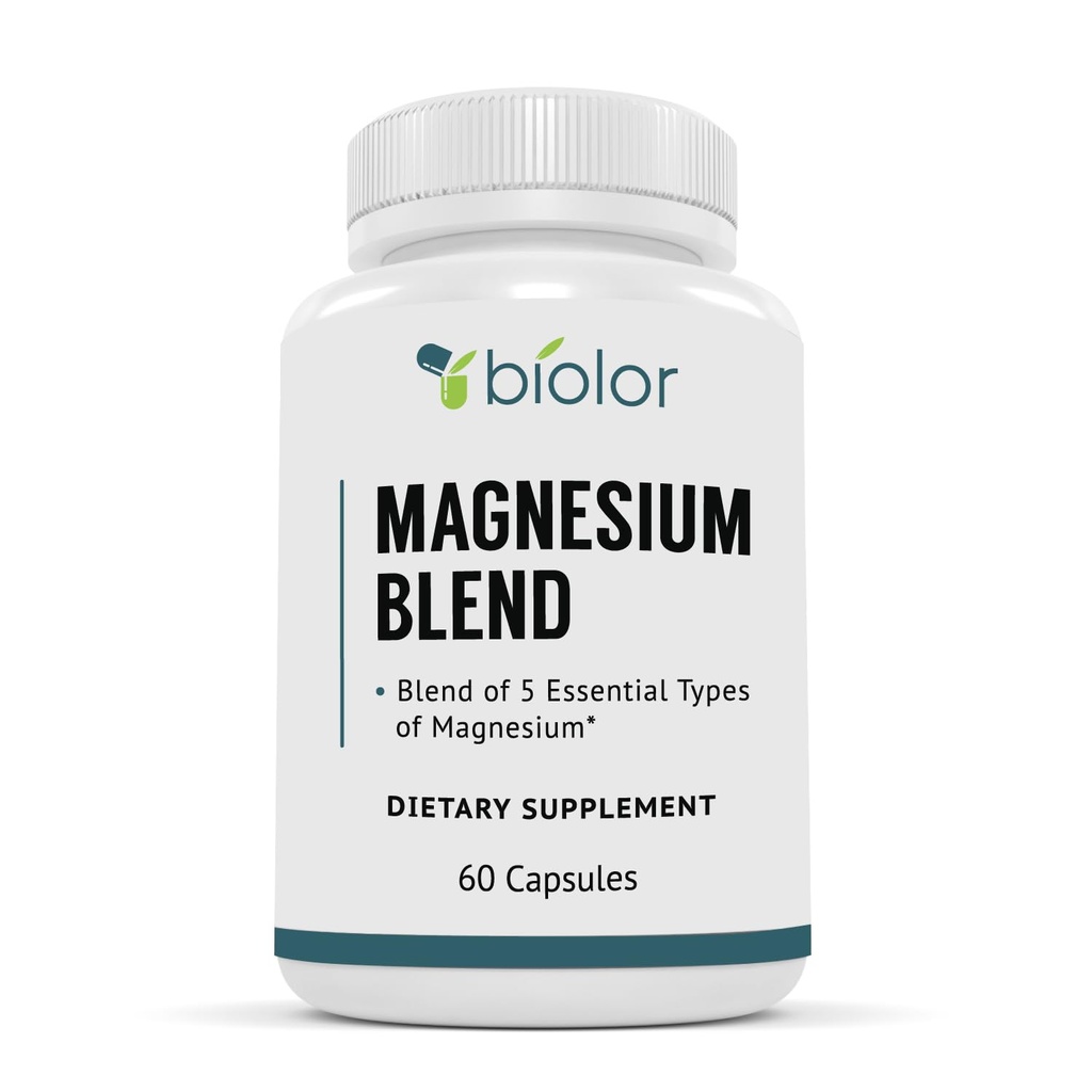 Magnesiumkomplekstilskud, fuldspektrum Magnesiumklud, Magnesiumglycinat med malat, citrat, Taurinat og Gluconat - højabsorptionsmagnesiumtilskud, magnesiumkomplekskapsler