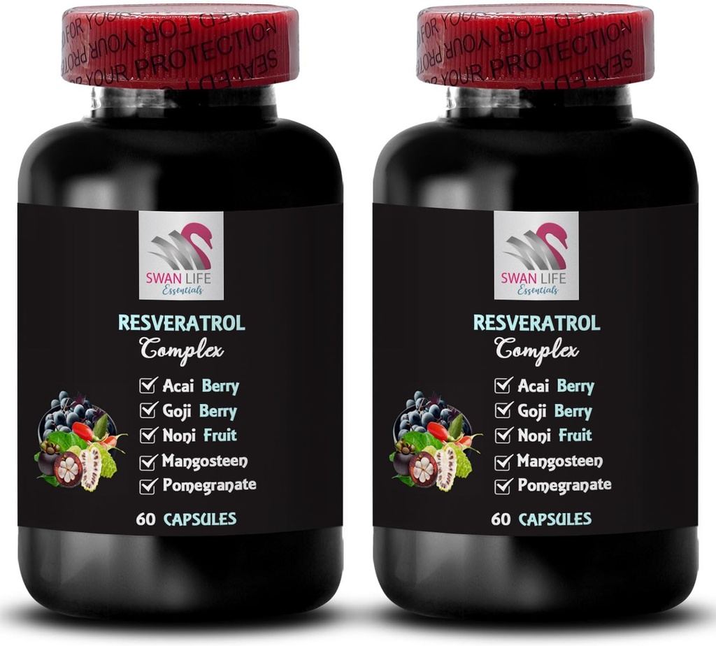 Daglig energi - RESVERATROL Complex - Berry Blend, Hydration Balance, kraftfulde antioxidanter, naturlige ingredienser, Noni Power, Berry Fordele, Nutritional Support, Forfriskende Flavor 2 flasker 120 Caps