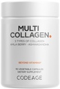Codeage Multi Collagen Peptider Proteinkapsler, 5 Collagen Typer, Grass- Fed- og hydrolyseret Bovin Collagen Pills Supplement, Ashwagandha, Amla Berry Vitaminer, Collagen Peptider - 90 Kapsler