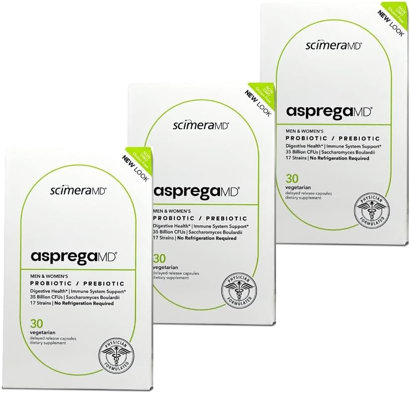 Asprega 30CT - Probiotisk + Prebiotic Supplement Note 124; 17 Stammer, 35 Millioner CFU 'er