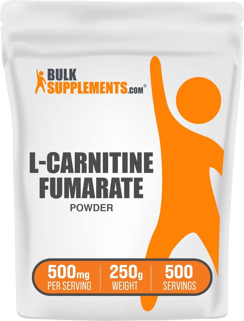 Bulkadditions.com L- Carnitin Fumarate Powder - Carnitin Supplement, Sport Nutrition, L- Carnitin 500mg - Gluten Free, 500mg per Serving, Gluten Free, 250g (8,8 oz) (pakning med 1)