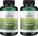 Swanson Premium- Gurkemeje & Sort Pepper - Antioxidant, fordøjelse & fælles støtte - 90 Veg Caps (2 Pack)