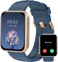 RUIMEN Smart ure til kvinder Mænd (svar / gør opkald) Kompatibel med iPhone / Android telefoner, 1.85 "HD Screen Fitness Tracker Heart Rate Monitor 100 + Sport Tracker ur vandtæt (blå)