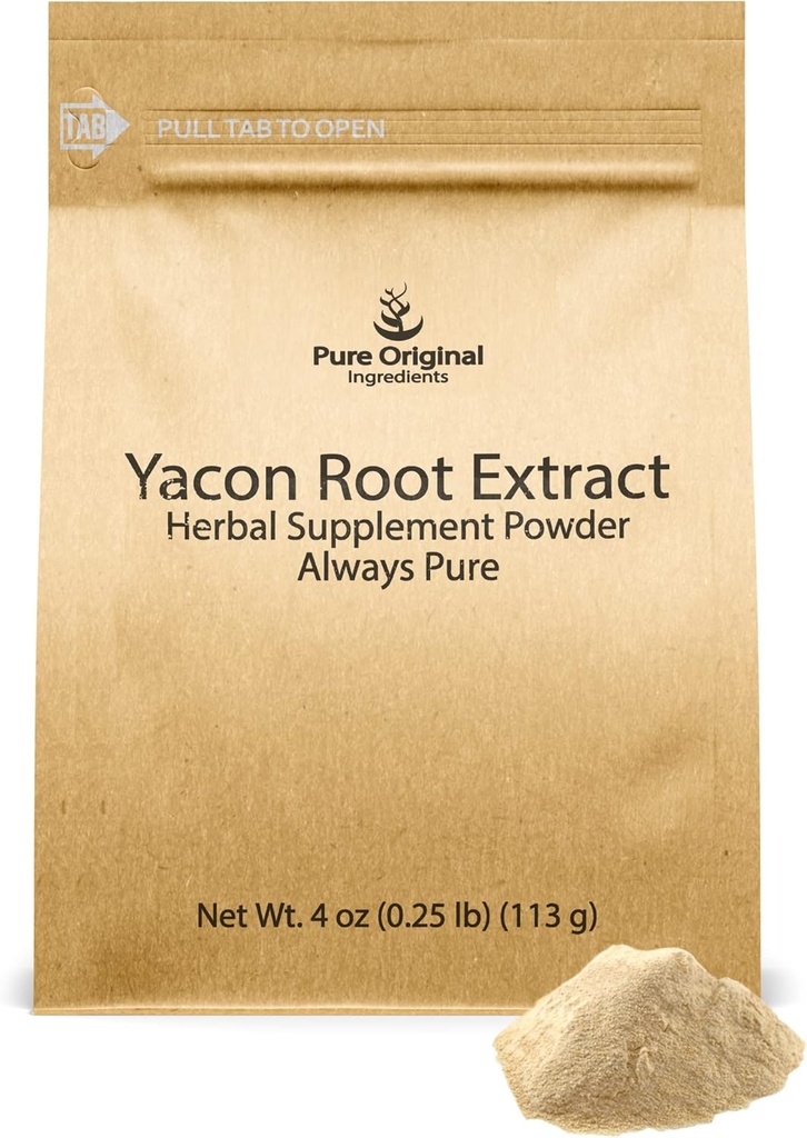 PURE ORIGINAL INGREDIENTS Yacon Root Extract (4 oz) Always Pure, No Fillers or Additives, Herbal Supplement Powder