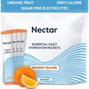 Nectar Hydration Pakninger - Elektrolyter Powder Pakninger - Ingen sukker eller kalorier - Organic Fruit Liquid Daily IV Electrolytes Powder for Dehydration Relief and Rapid Rehydration (Orange 18 Pack)