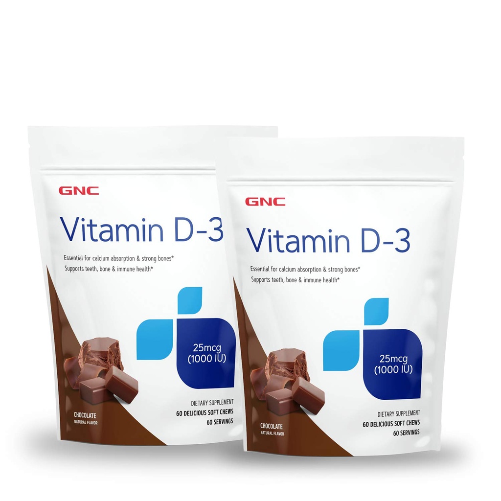 GNC-vitamin D-3 Soft Chews 1000IE - Chokolade - Twin Pack