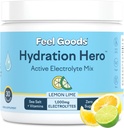 Feel Goods Hydration Hero, 1.000mg Electrolytes Powder, Sugar Free, Magnesium, Organic Aloe Vera, Organic Aloe, L Theanine, Vitamin C & B12, Non GMO, Keto, Vegan Buddy 124; Lemon Lime, 30 Servere