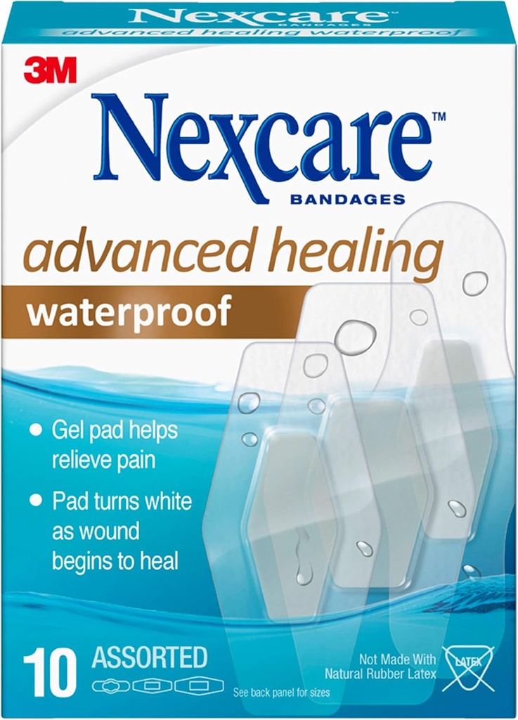 Nexcare Advanced Healing Vandtæt Bandager, Assorterede størrelser, 10 Greve