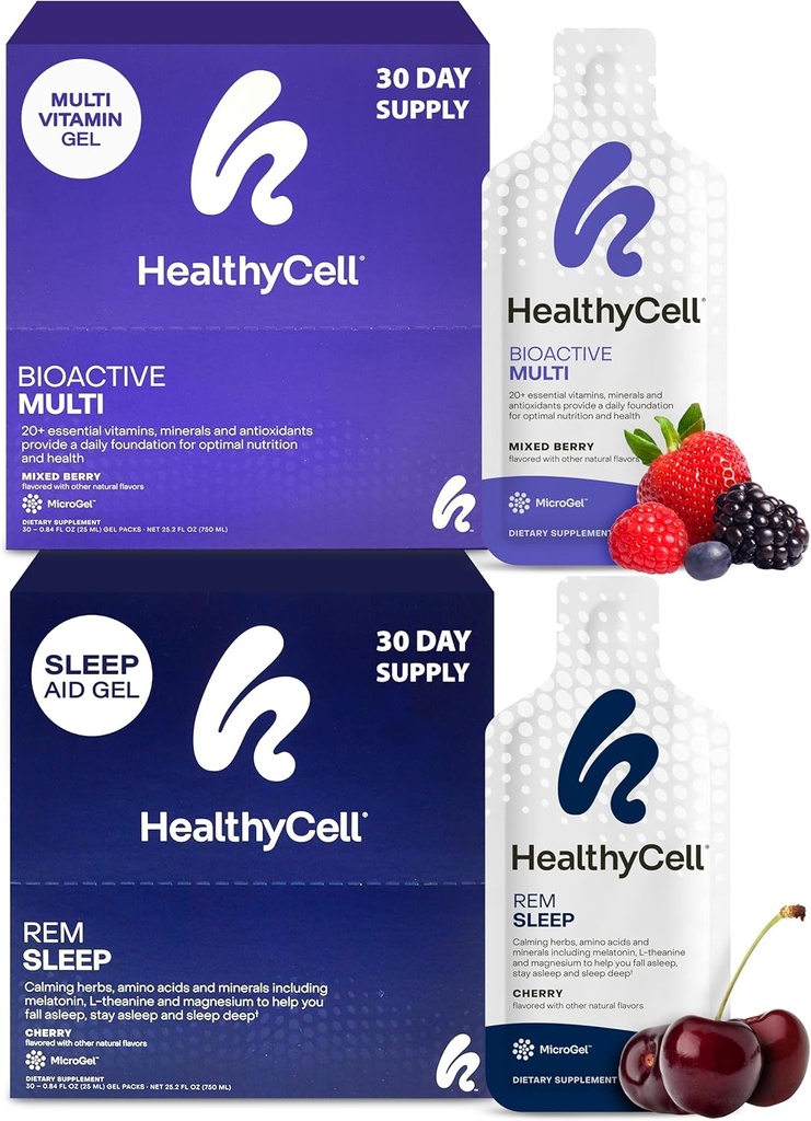 Healthycell REM Sleep Aid Supplement + Bioactive Multivitamin for kvinder & mænd Bundle