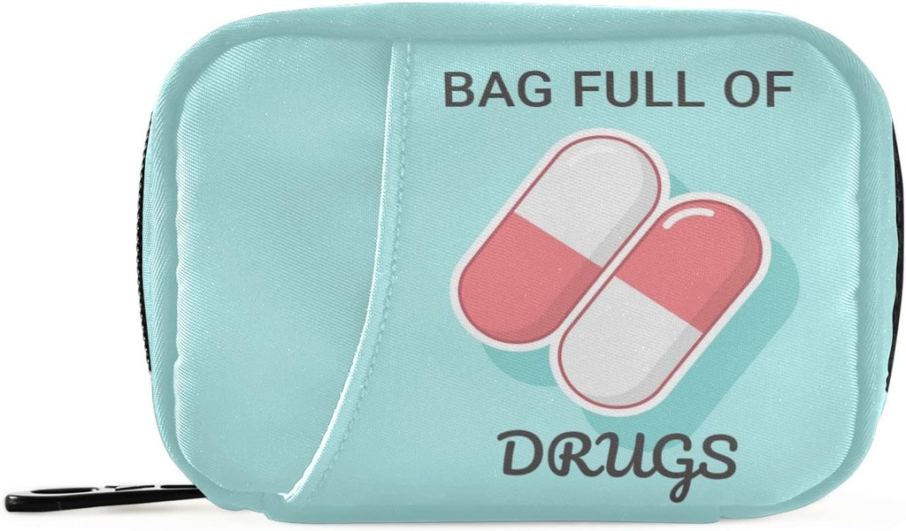 Naanle Medical Pills Pill Box 7 Dag Case Bag Travel Organizer med lynlås Portable Ugentlig Compact Størrelse for vitamin supplement Holder A Kartoon Blå Hvid 4.6 x 3.14 x 1.88 tommer, 1.0 Tæl