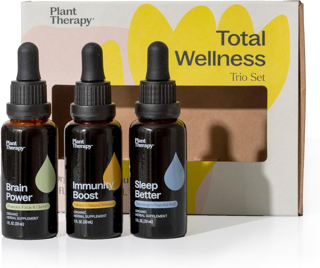 Plant terapi Total Wellness Trio Sæt 30 ml Hver af Immunitet Boost, hjerne magt & søvn bedre