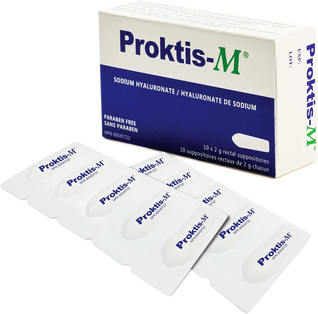 Naturlige, non- steroide rektale suppositorier, med hyaluronsyre, til healing af Anus og endetarmen, i forhold såsom hæmorider og Anal sprækker, 10 tæller