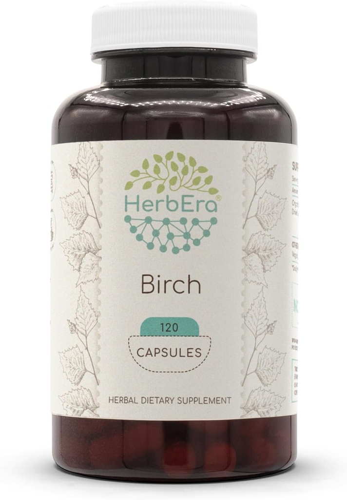 HerbEra Birch 120 Kapsler, 500 mg, Fremstillet med Birch (Betula Pendula) Tørret Leaf (120 Kapsler)