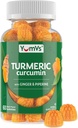 Curcumin gurkemeje Gummies - Ekstra styrke 2000mg 8: 1 Uddrag gurkemeje supplement Gummies med sort peber & Ginger - Vegan non-GMO fælles støtte Chewables - Peach Flavor, 60 Greve