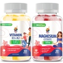 Magnesium gummier til børn og voksne - 500 mg og vitamin D3 K2 gummier 5000 IE. Rolige Magnesiumtyggere - Magnesiumcitrat Chewable Supplement for Mood & Muscle Support