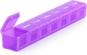 Sukuos Ekstra Stor Ugentlig Pill Organizer, 7 Dag Daglig Pill Box Case Gigt Friendly, Silkscreen Printed Medicine Container med Clear Lid for Vitaminer, Fiskeolier eller Kosttilskud (lilla)