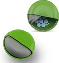 Round Travel Pill Organizer - Bærbar Lille Pill Box til purse - Kompakt, Leak- Proof Medicine Container til piller, Vitaminer, Fiskeolie, Kosttilskud - BPA- Gratis, holdbart design, 2,75 "tommer Grøn