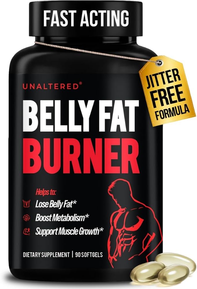 UNALTERED Belly Fat Burner for mænd - Natural Weight Loss Pills to Support Reduceret Body Fat, Bevarelse af Lean Muskelmasse, og en sund metabolisme - CLA Kosttilskud - 90 Softgel kapsler