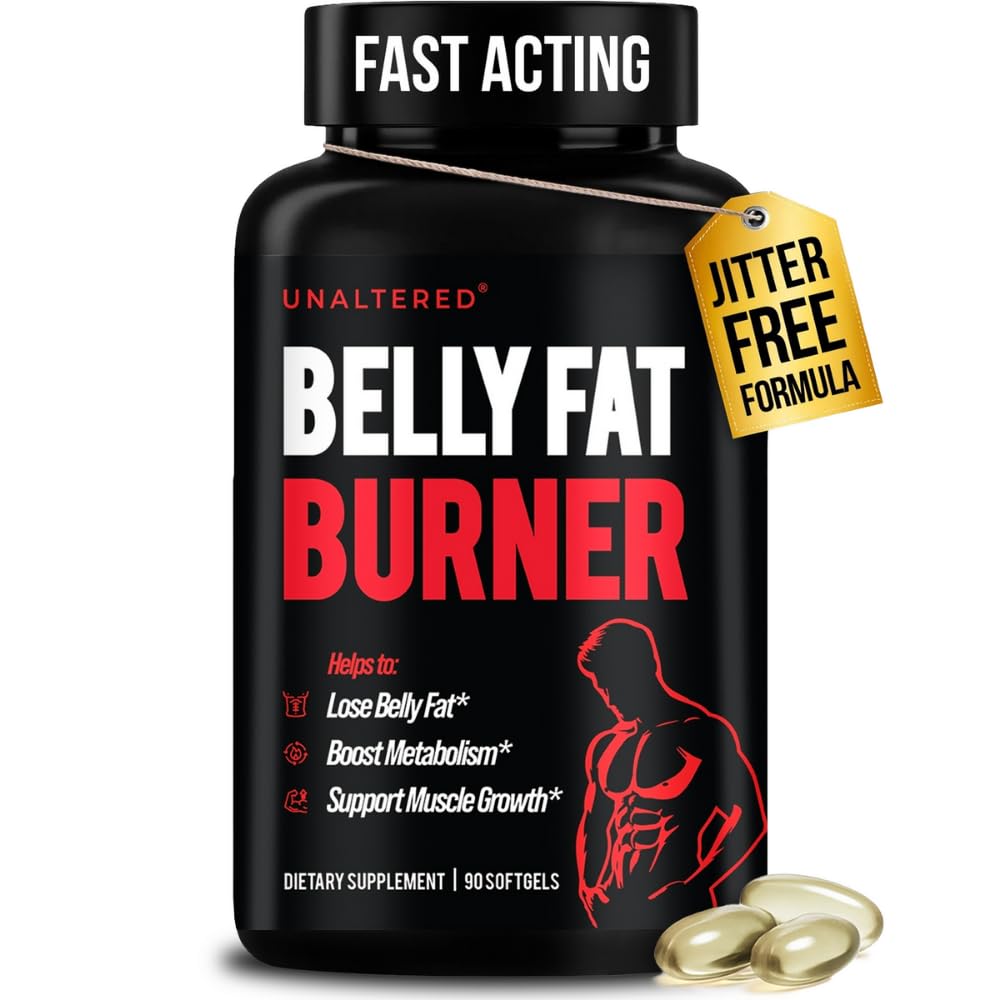 UNALTERED Belly Fat Burner for mænd - Natural Weight Loss Pills to Support Reduceret Body Fat, Bevarelse af Lean Muskelmasse, og en sund metabolisme - CLA Kosttilskud - 90 Softgel kapsler