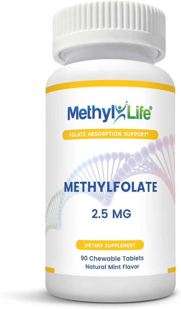 L- methylfolat 2, 5 - L- 5- MTHF som Magnafolate- C (2. 500 mikrogram pr. tablet) - [90 tyggetabletter]