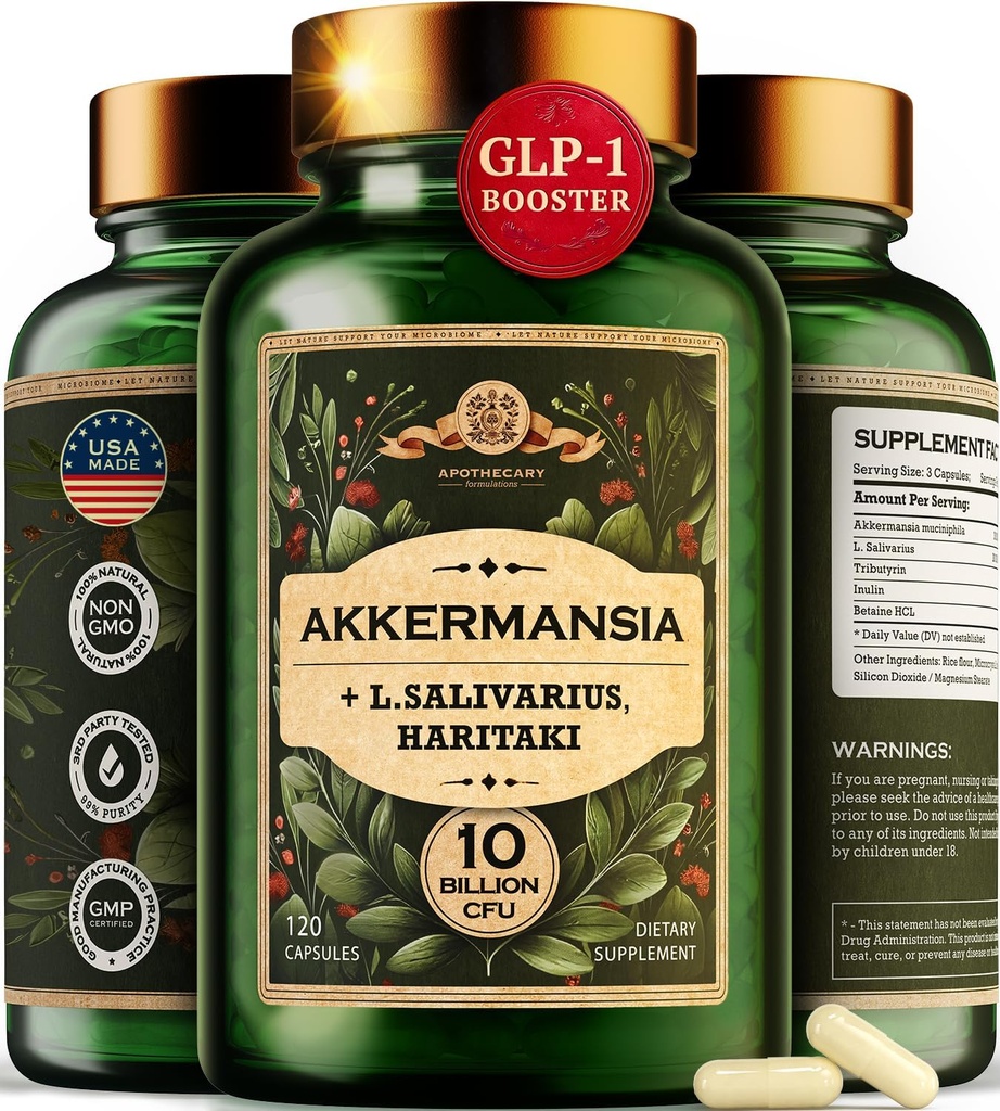 Akermansia Muciniphila Probiotika og Prebiotika - GLP 1 Booster w / Lactobacillus Salivarius