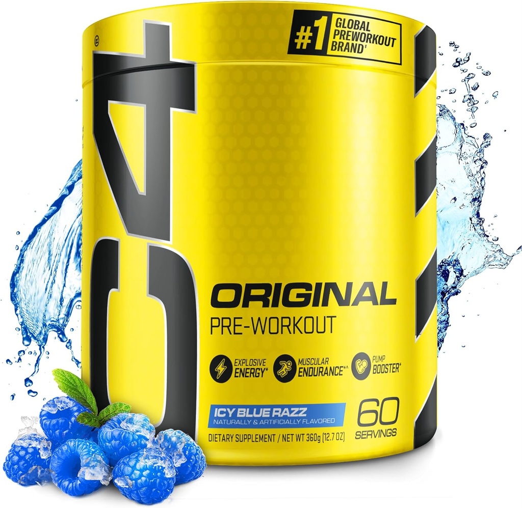 Cellucor C4 Original Pre Workout Powder ICY Blue Razz - Vitamin C for Immune Support - Sugar Free Preworkout Energy for Men & Women - 150mg Caffeine Plus Beta Alanine Plus Creatine - 60 Servings
