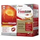 LABO Nutrition VesseCLEAR EX + NeuroREGANY: Nattokinase NSK- SD, Elastin F for Clean & Flexible Blood Vessel, Cardiovaskulær & Circulation Support, Scallop- deriveret PLAMALOGEN for Brain Deterioration