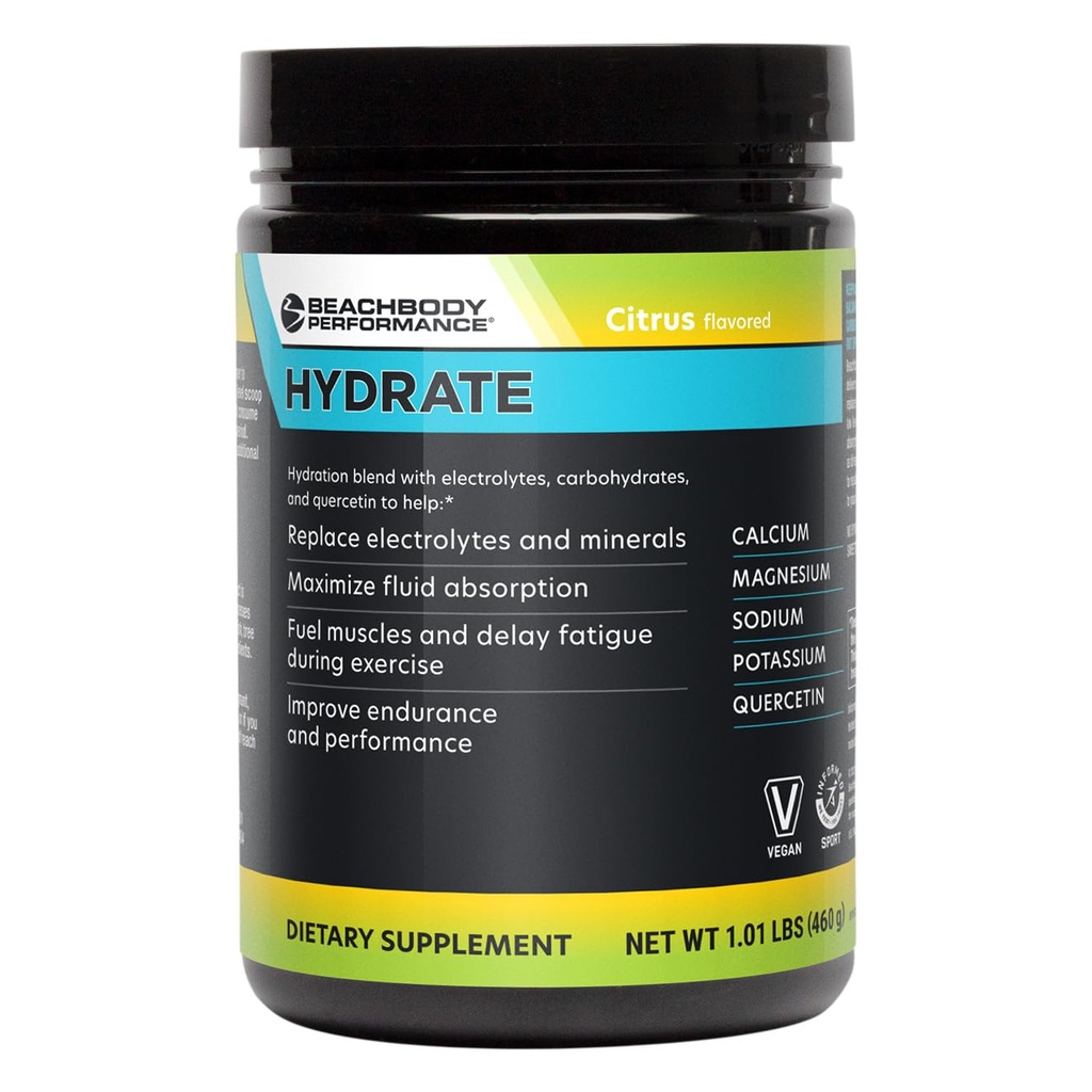 BODi Hydrate Performance Hydration Supplement, Quercetin Beriget Elektrolyte Powder, 4 Key Electrolytes: Kalium, Magnesium, Natrium, Calcium - Understøtter Endurance & Fluid Balance, Citrus, 40 SRV