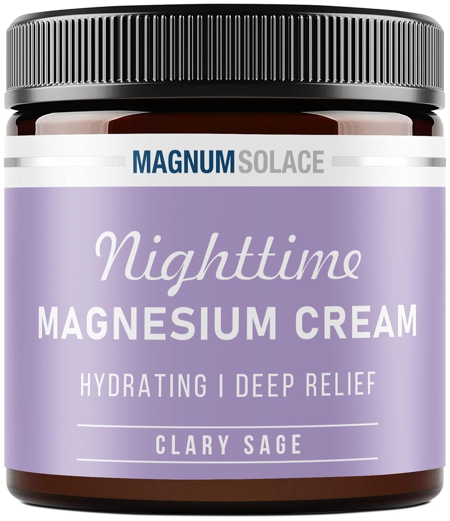 Magnesium Lotion - Nighttime Magnesium Cream - Anvend på ben, arme eller bryst - topisk Magnesiumchlorid - USA Made and Safe for Kids (Clary Sage)