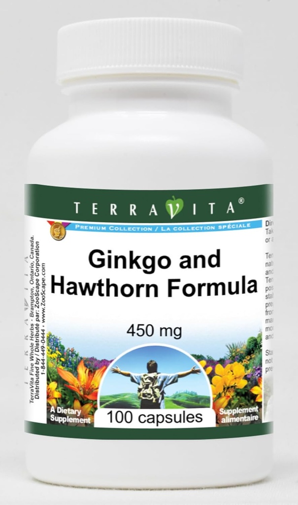 Ginkgo og Hawthorn Formel - 450 mg (100 kapsler, ZIN: 514013)