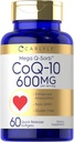 Carlyle CoQ10 600 mg Softgels | 60 Count | Mega Q-Sorb Coenzyme Q-10 | with Black Pepper Extract | Non-GMO & Gluten Free Supplement