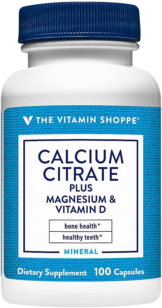 Calcium Citrat + Magnesium & D-vitamin, Multi- Mineral Bone Health Supplement, D-vitamin Aids Absorption, Calcium 999mg, Magnesium 567mg, D-vitamin 612IE per daglig dosis (100 kapsler) af Vitamin Shoppe