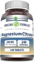 Amazing Formulas Magnesium Citrate • 124; 200 Mg tabletter • 124; Mineral Supplement • 124; Non- GMO • 124; Gluten Free • 124; Fremstillet i USA (1 pakke, 240 Tæl)
