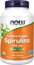 Now Foods Supplements, Organic Spirulina 500 mg med vitaminer, mineraler og GLA (Gamma- Linolensyre), 500 tabletter