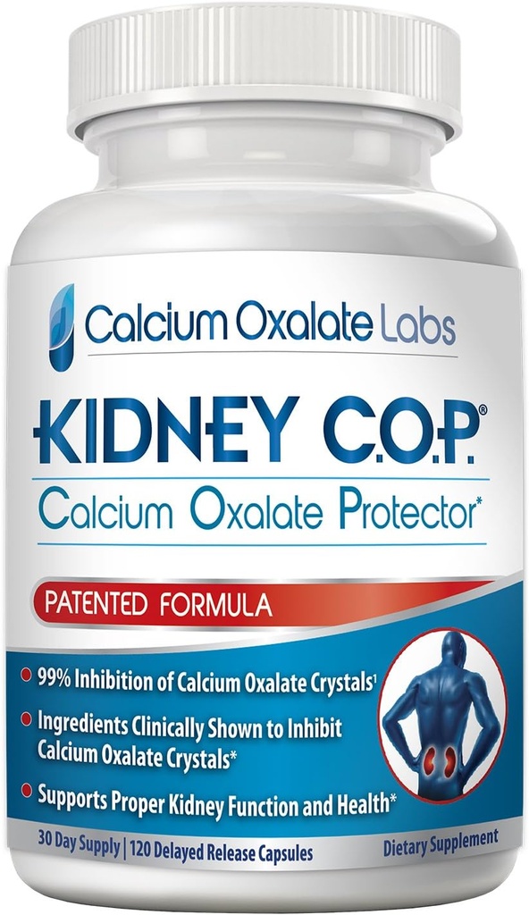 KIDNEY C.O.P. Calciumoxalatprotector 120 Kapsler, Patenteret Nyrestøtte til calciumoxalatkrystaller, Stop gentagelse