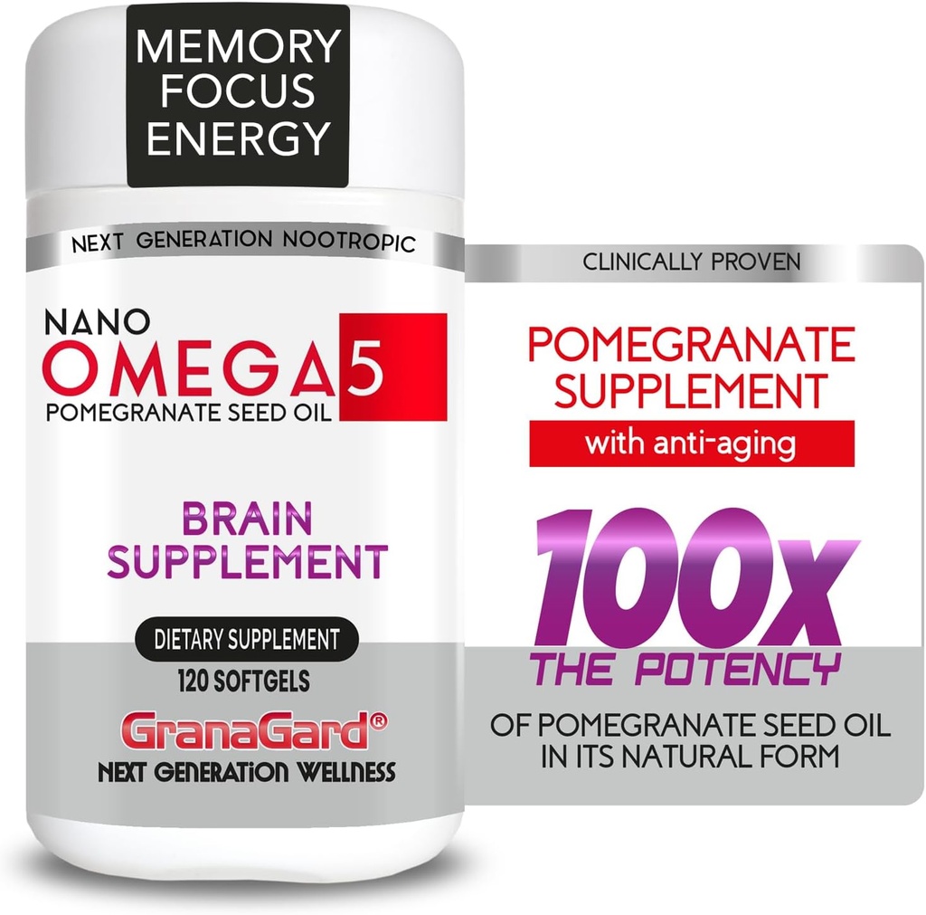 HVIDBOG MED ANTI, Memory Pills, Omega 5 Pomegranat Supplement, 1 flasker 120ct