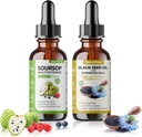 NaturePlanet Organic Soursop Bitters og Black Seed Oil Drops Bundles med Vitamin D3, K2, B6, C Yax124; Vegan, Non- GMO, Gluten- Free